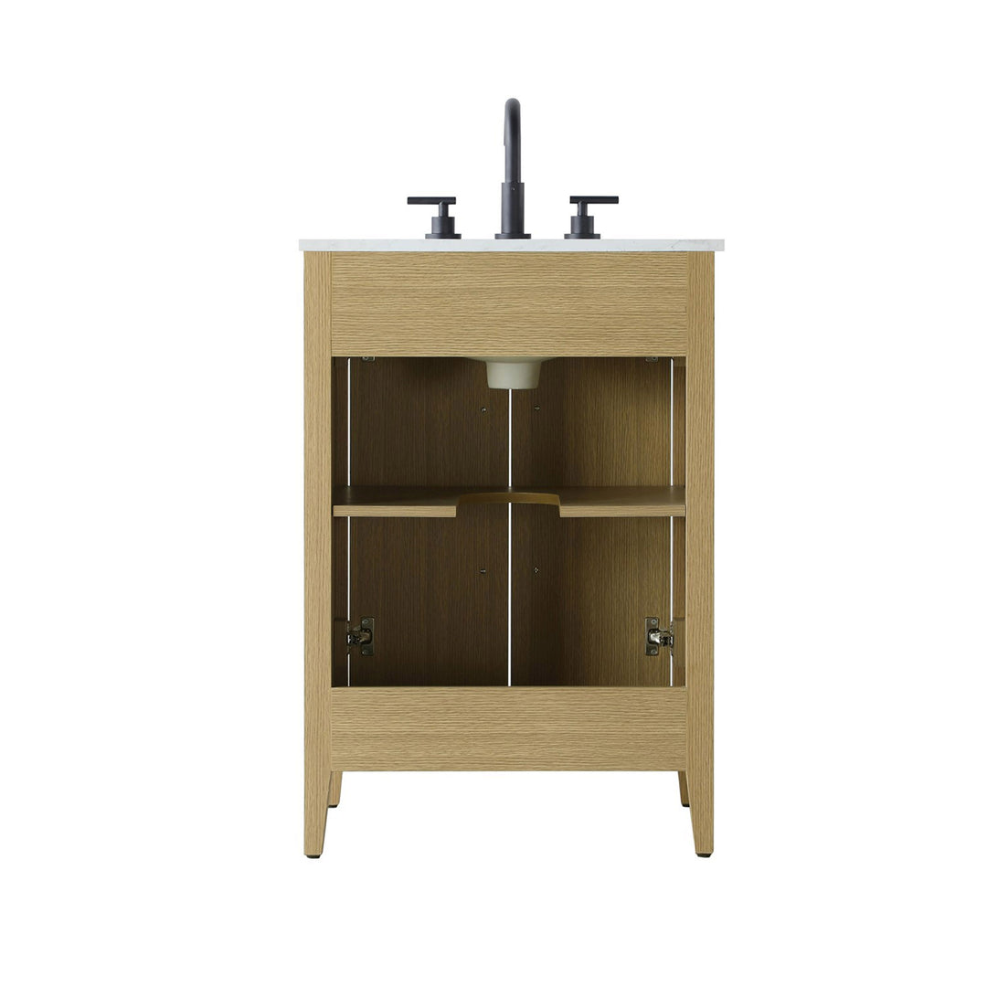 24 Inch Single Bathroom Vanity In Honey Brown - View 6 - Joshua Marshal