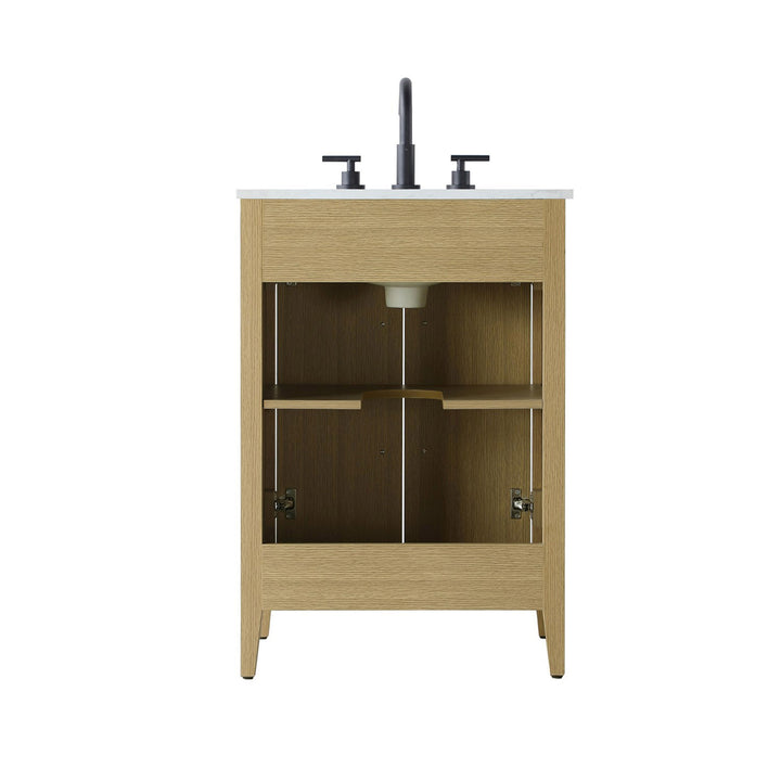 24 Inch Single Bathroom Vanity In Honey Brown - View 6 - Joshua Marshal