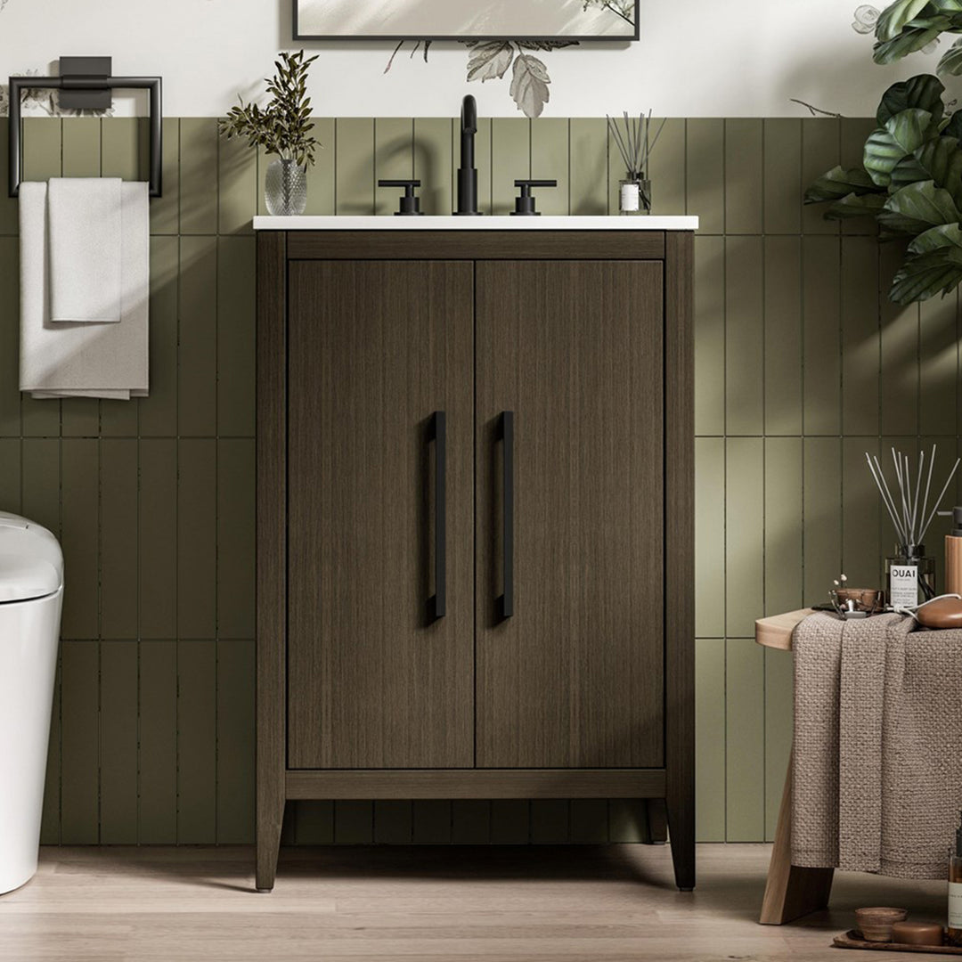 24 Inch Single Bathroom Vanity In Mocha Brown Mocha Brown Finish - KITCHEN & BATH by Joshua Marshal