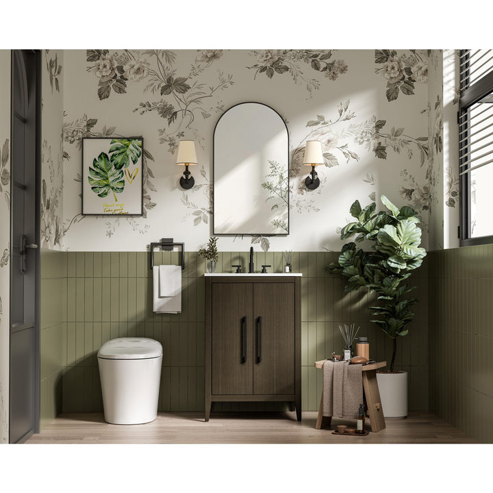 24 Inch Single Bathroom Vanity In Mocha Brown - View 3 - Joshua Marshal