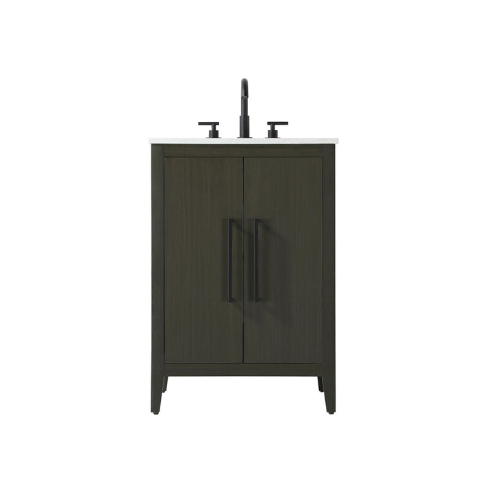 24 Inch Single Bathroom Vanity In Mocha Brown - View 4 - Joshua Marshal