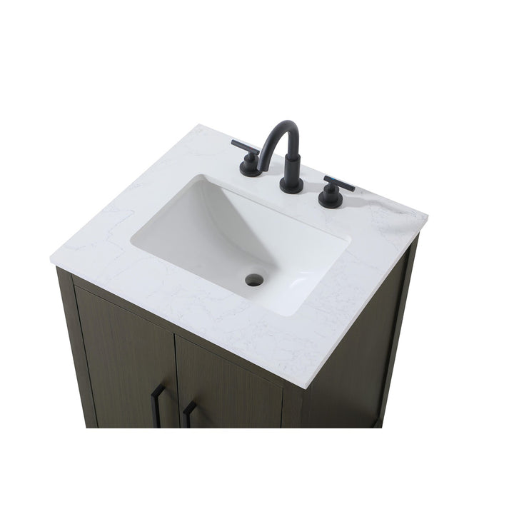 24 Inch Single Bathroom Vanity In Mocha Brown - View 6 - Joshua Marshal