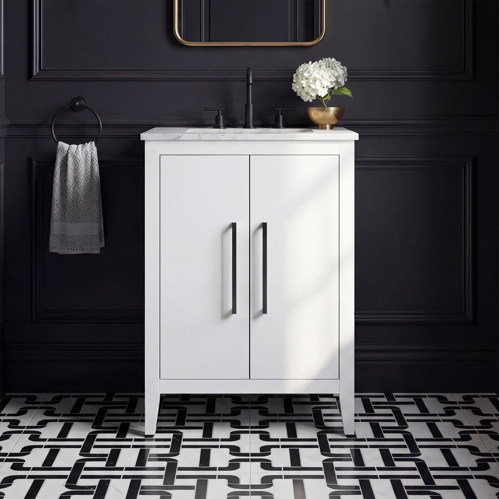 24 Inch Single Bathroom Vanity In White White Finish - KITCHEN & BATH by Joshua Marshal