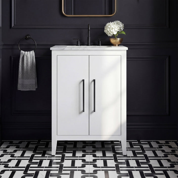 24 Inch Single Bathroom Vanity In White White Finish - KITCHEN & BATH by Joshua Marshal