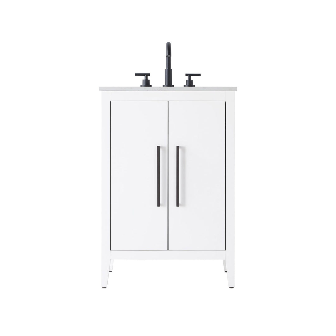 24 Inch Single Bathroom Vanity In White - View 3 - Joshua Marshal