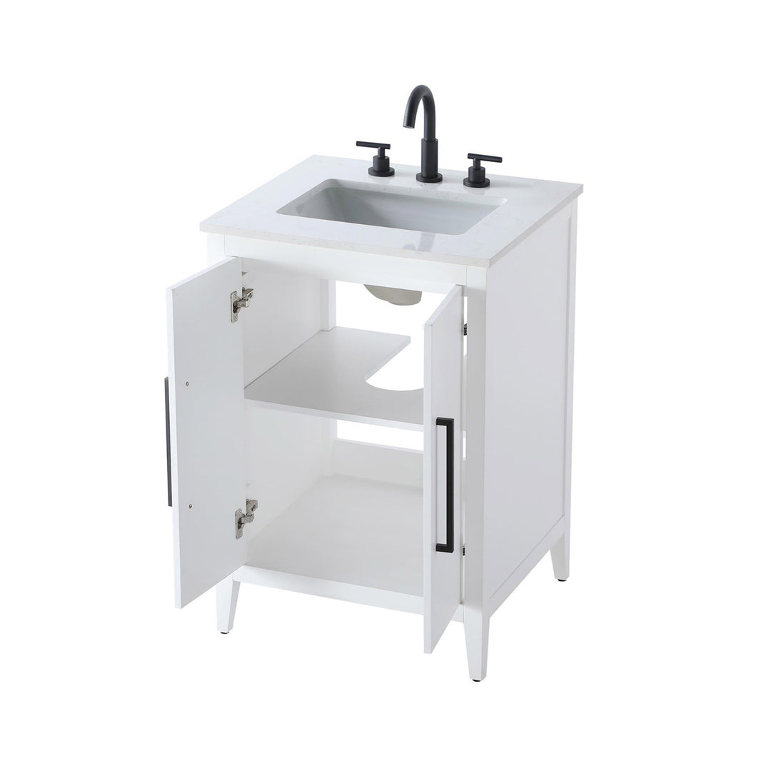24 Inch Single Bathroom Vanity In White - View 5 - Joshua Marshal
