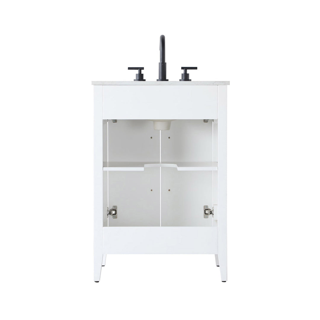 24 Inch Single Bathroom Vanity In White - View 6 - Joshua Marshal