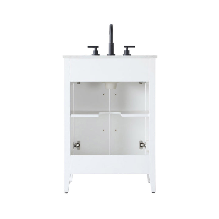 24 Inch Single Bathroom Vanity In White - View 6 - Joshua Marshal
