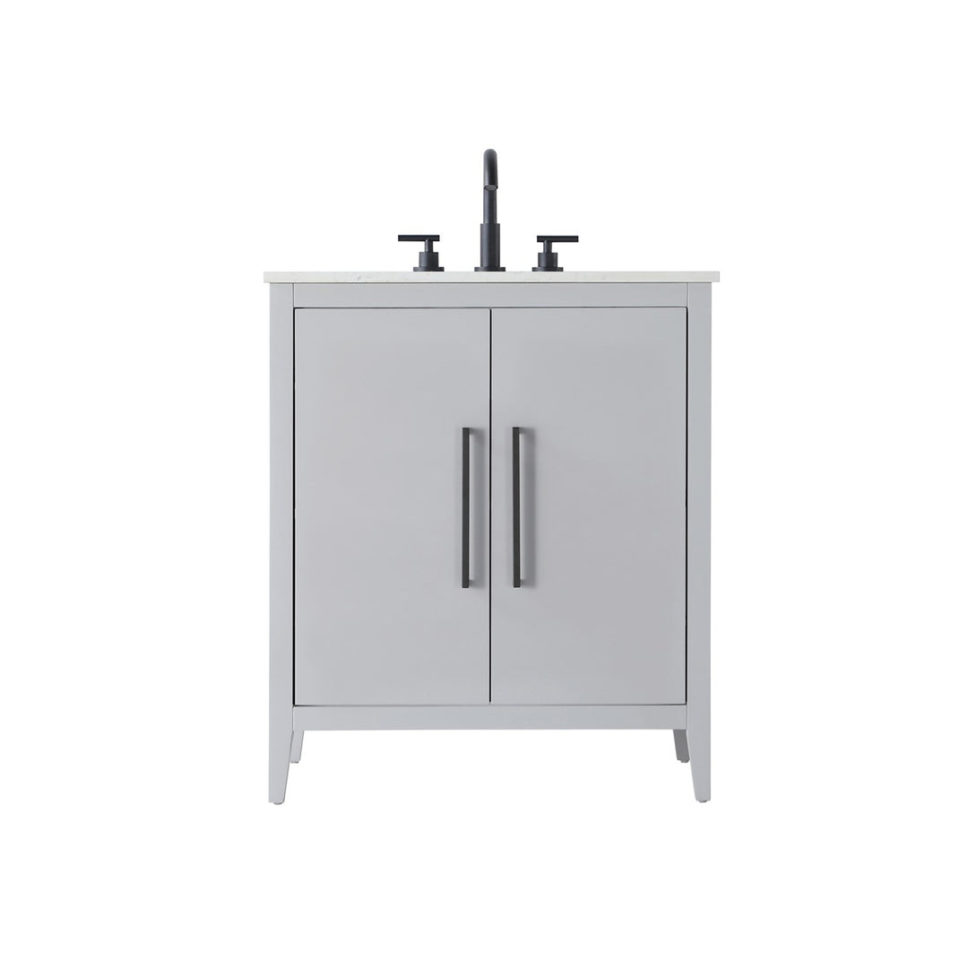 30 Inch Single Bathroom Vanity In Grey - View 3 - Joshua Marshal