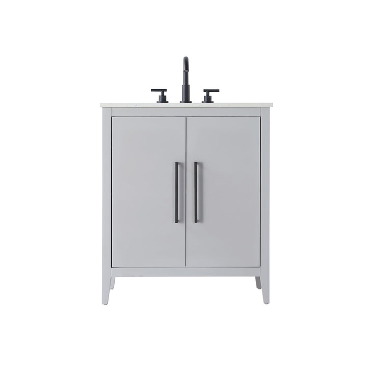 30 Inch Single Bathroom Vanity In Grey - View 3 - Joshua Marshal