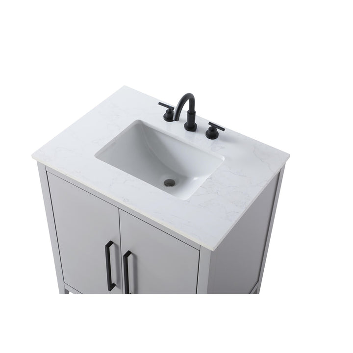 30 Inch Single Bathroom Vanity In Grey - View 5 - Joshua Marshal