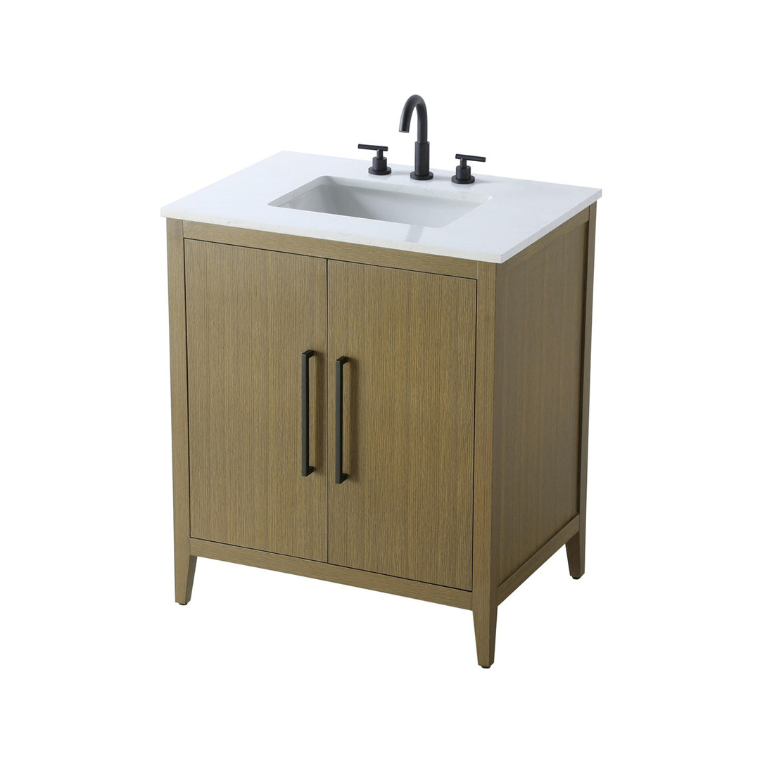 30 Inch Single Bathroom Vanity In Chestnut Brown - View 3 - Joshua Marshal