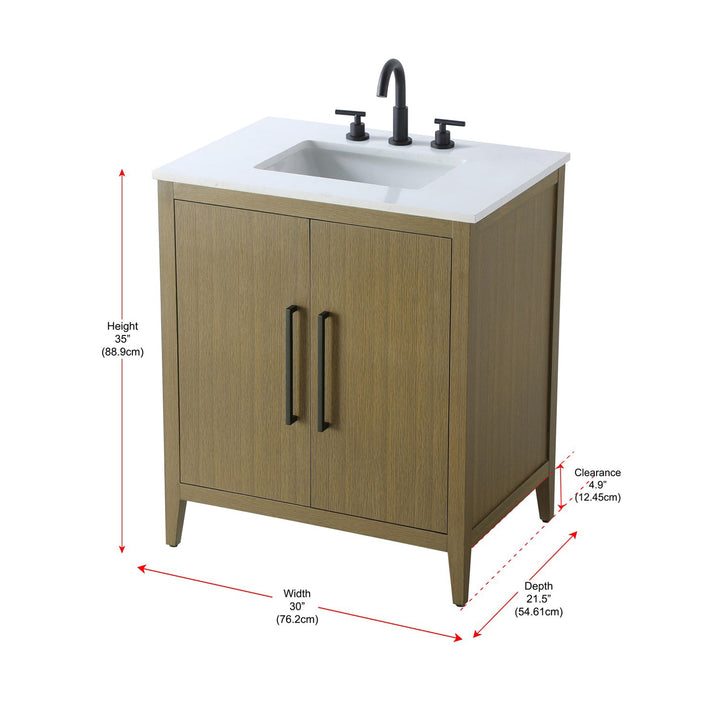 30 Inch Single Bathroom Vanity In Chestnut Brown - View 6 - Joshua Marshal