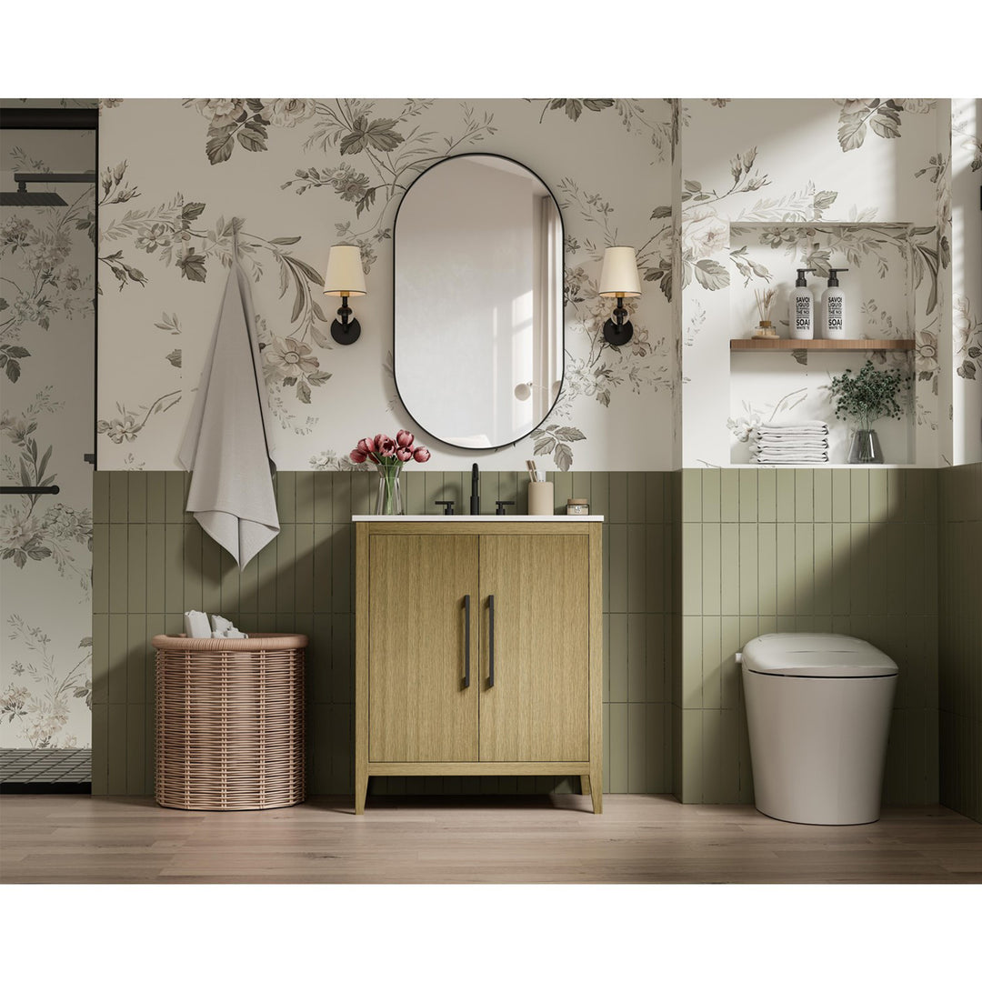 30 Inch Single Bathroom Vanity In Honey Brown - View 2 - Joshua Marshal