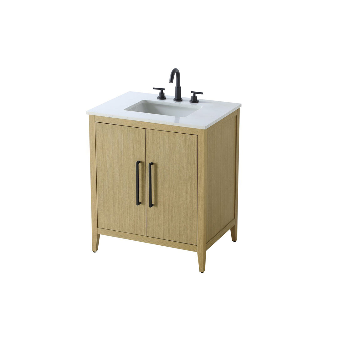 30 Inch Single Bathroom Vanity In Honey Brown - View 3 - Joshua Marshal