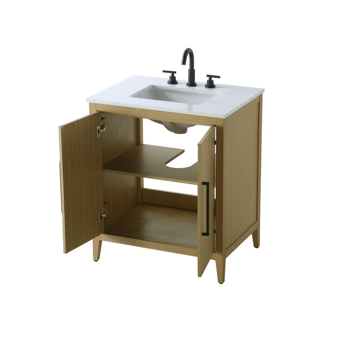 30 Inch Single Bathroom Vanity In Honey Brown - View 5 - Joshua Marshal