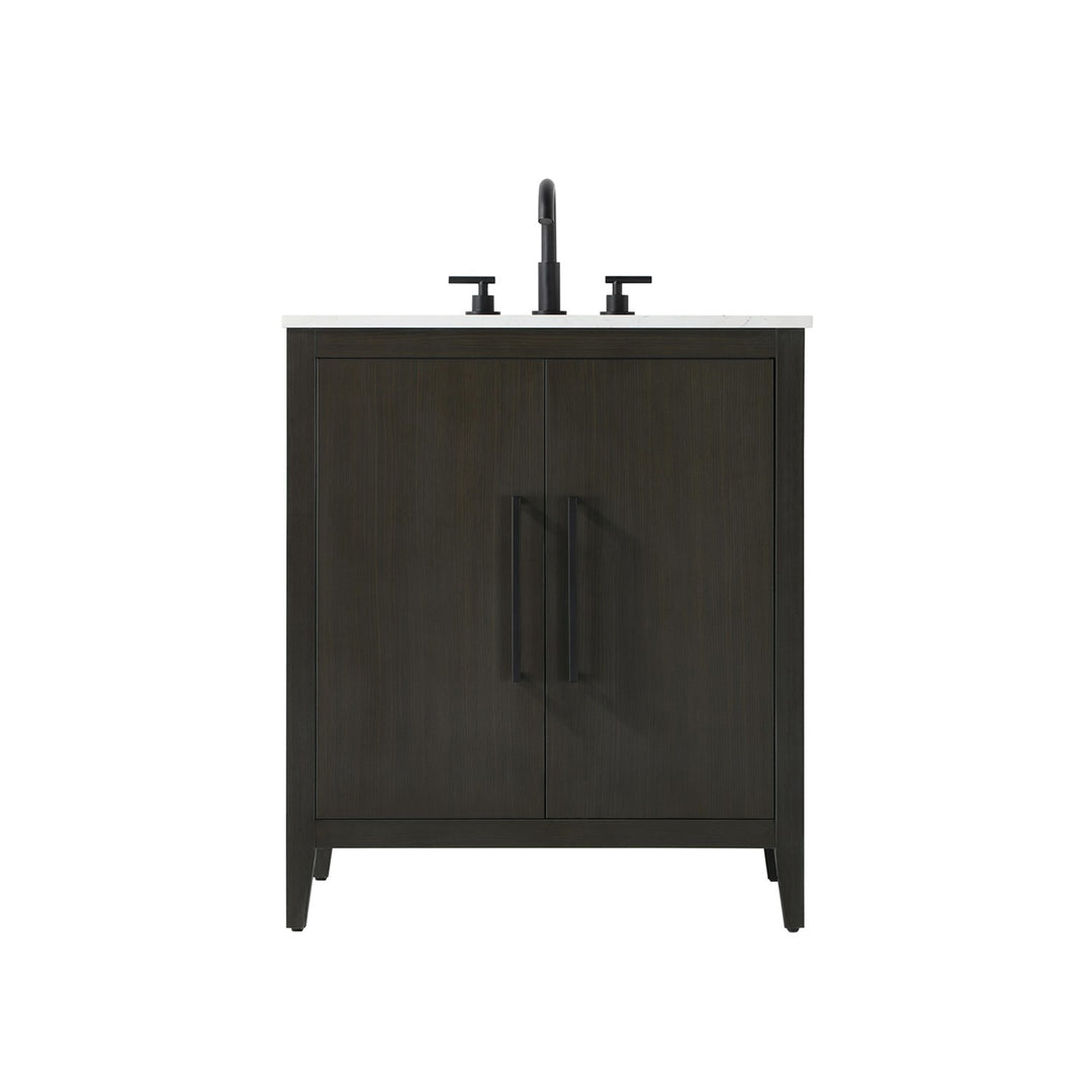 30 Inch Single Bathroom Vanity In Mocha Brown - View 3 - Joshua Marshal