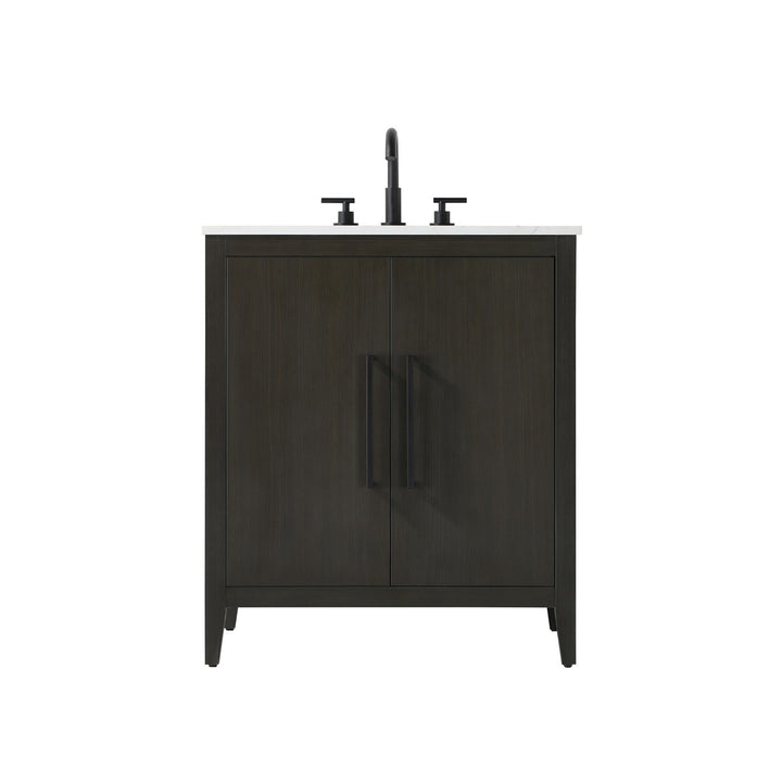 30 Inch Single Bathroom Vanity In Mocha Brown - View 3 - Joshua Marshal