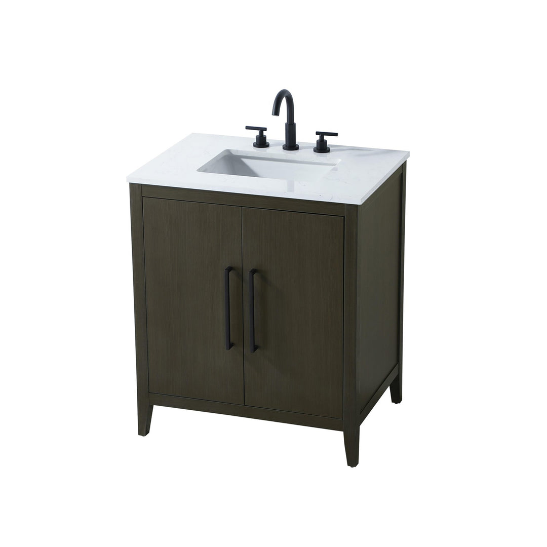 30 Inch Single Bathroom Vanity In Mocha Brown - View 4 - Joshua Marshal
