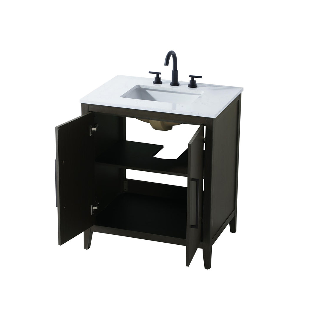 30 Inch Single Bathroom Vanity In Mocha Brown - View 5 - Joshua Marshal