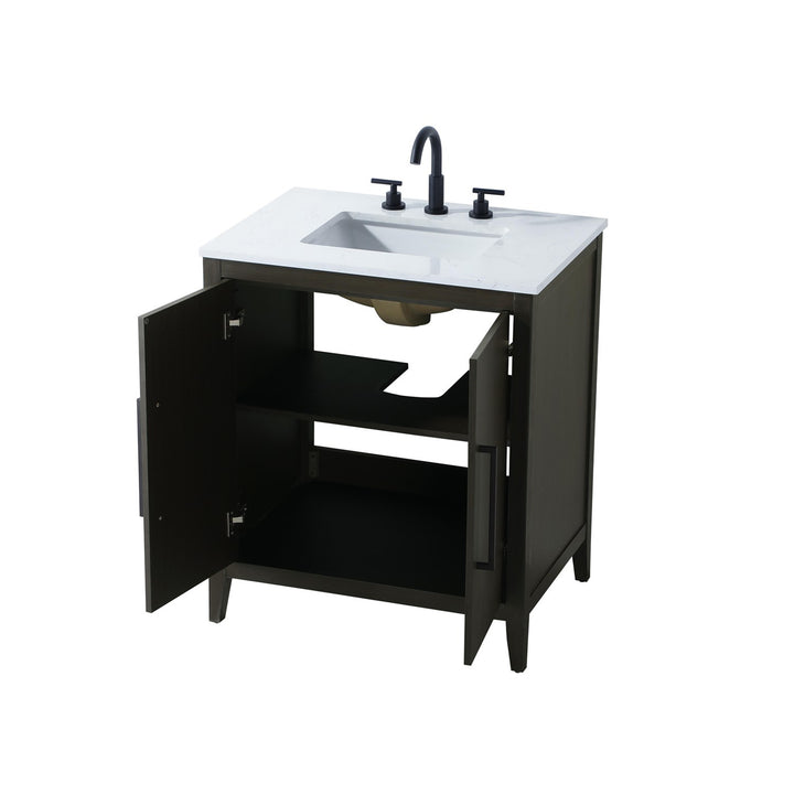 30 Inch Single Bathroom Vanity In Mocha Brown - View 5 - Joshua Marshal