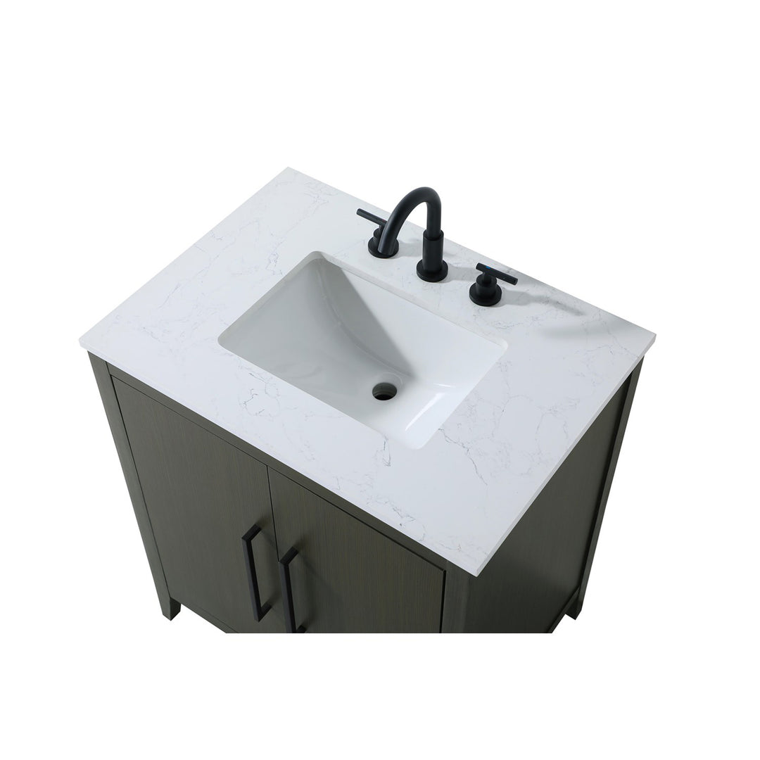30 Inch Single Bathroom Vanity In Mocha Brown - View 6 - Joshua Marshal