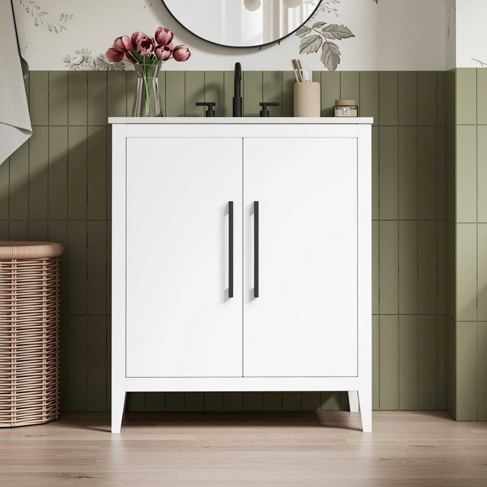 30 Inch Single Bathroom Vanity In White White Finish - KITCHEN & BATH by Joshua Marshal