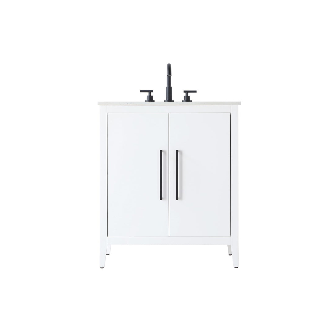 30 Inch Single Bathroom Vanity In White - View 3 - Joshua Marshal