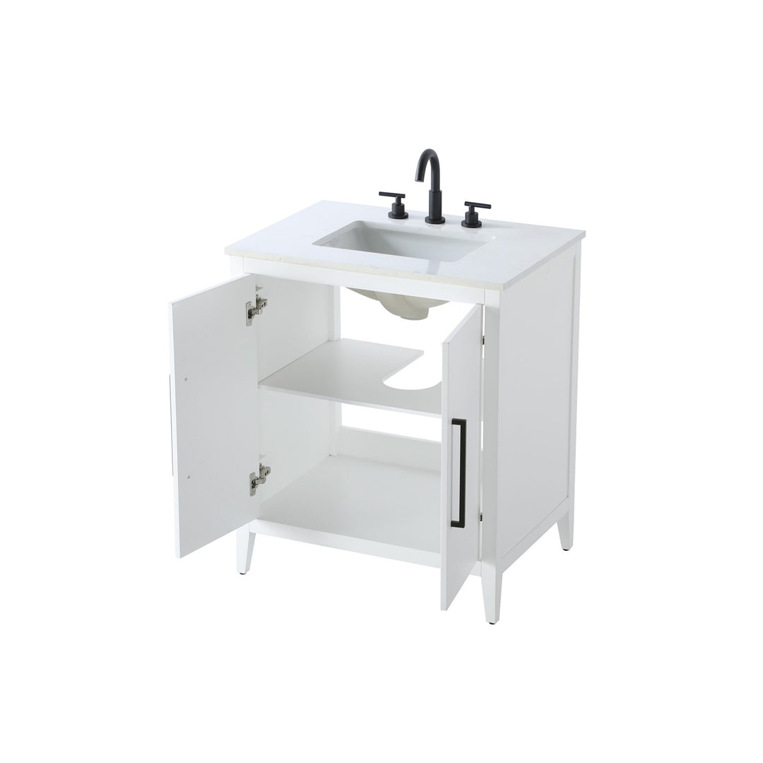 30 Inch Single Bathroom Vanity In White - View 4 - Joshua Marshal