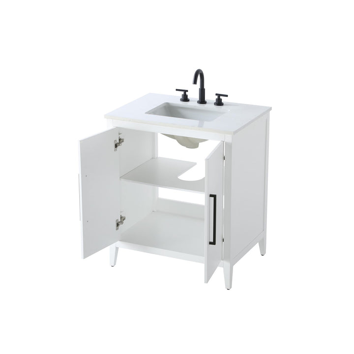 30 Inch Single Bathroom Vanity In White - View 4 - Joshua Marshal