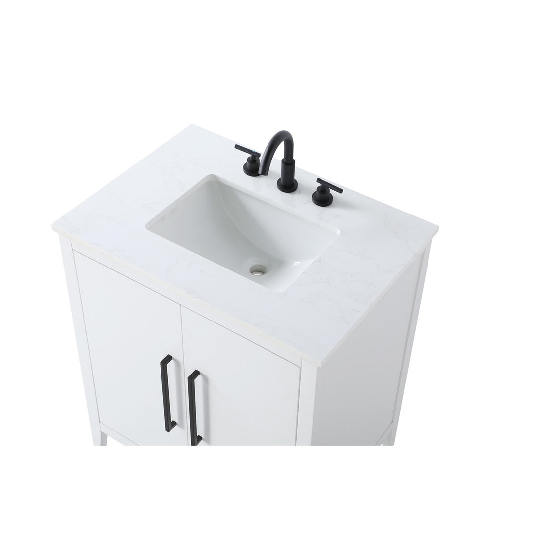 30 Inch Single Bathroom Vanity In White - View 5 - Joshua Marshal
