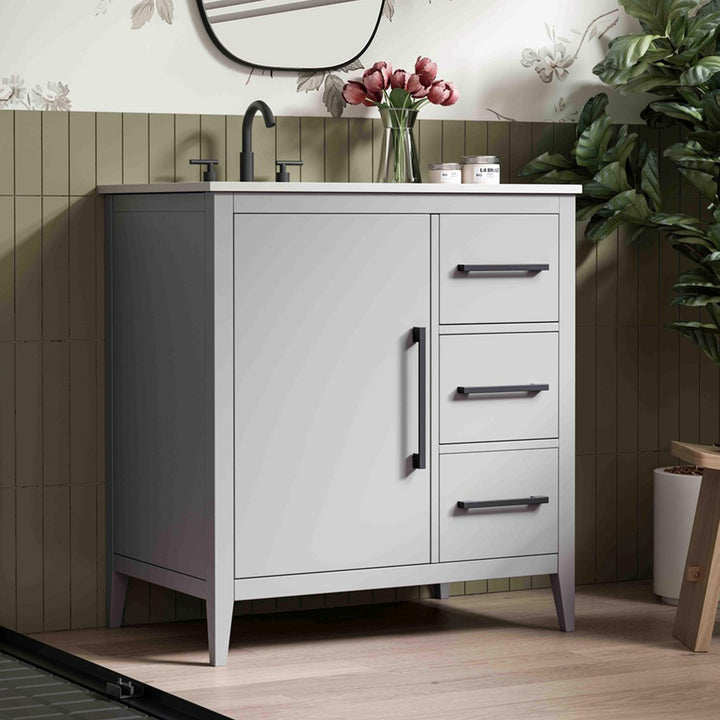 32 Inch Single Bathroom Vanity In Grey Grey Finish - KITCHEN & BATH by Joshua Marshal