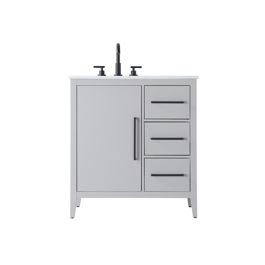 32 Inch Single Bathroom Vanity In Grey - View 3 - Joshua Marshal