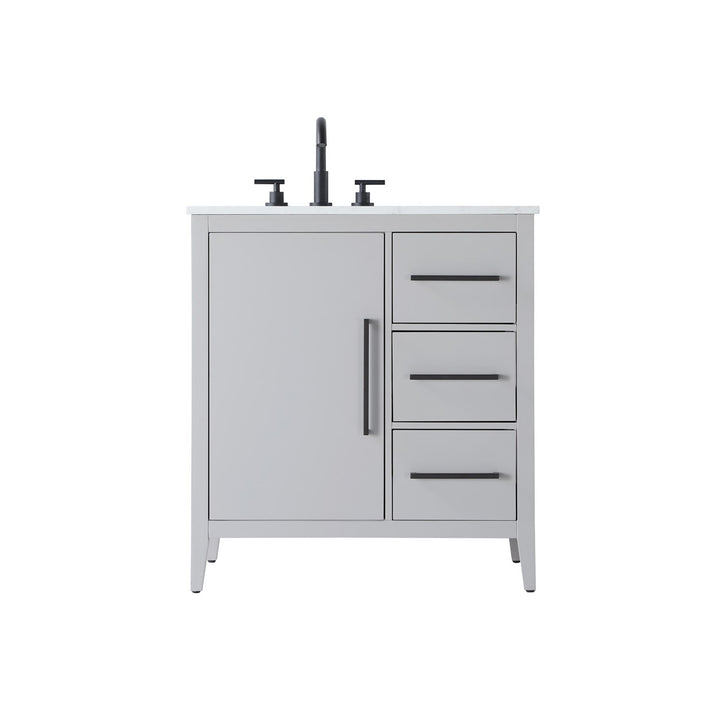 32 Inch Single Bathroom Vanity In Grey - View 3 - Joshua Marshal