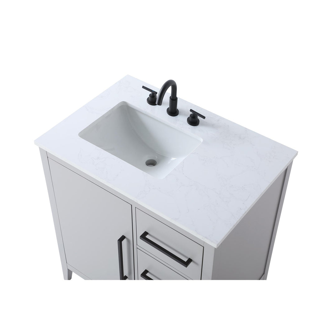 32 Inch Single Bathroom Vanity In Grey - View 5 - Joshua Marshal