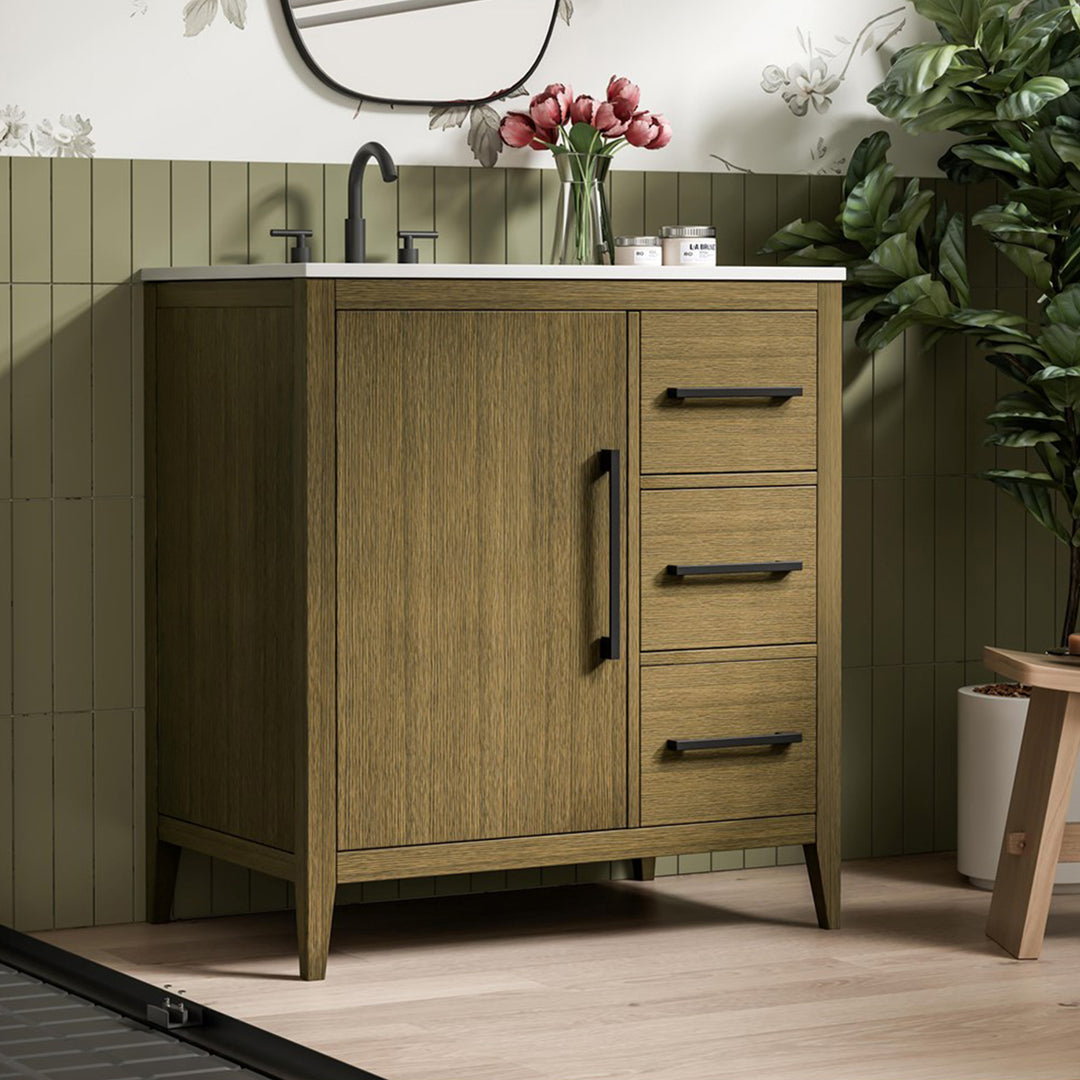 32 Inch Single Bathroom Vanity In Chestnut Brown Chestnut Brown Finish - KITCHEN & BATH by Joshua Marshal