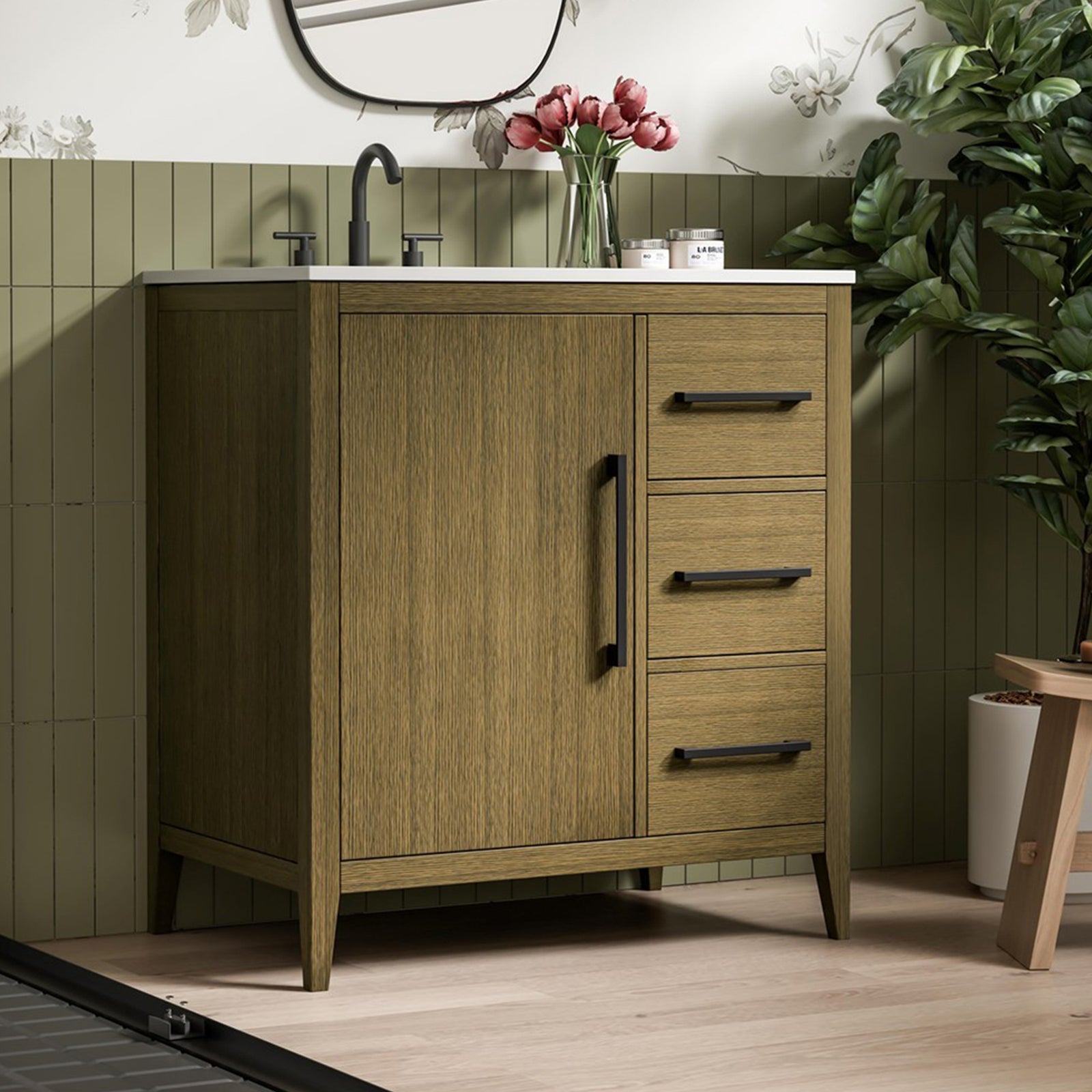 32 Inch Single Bathroom Vanity In Chestnut Brown Chestnut Brown Finish - KITCHEN & BATH by Joshua Marshal