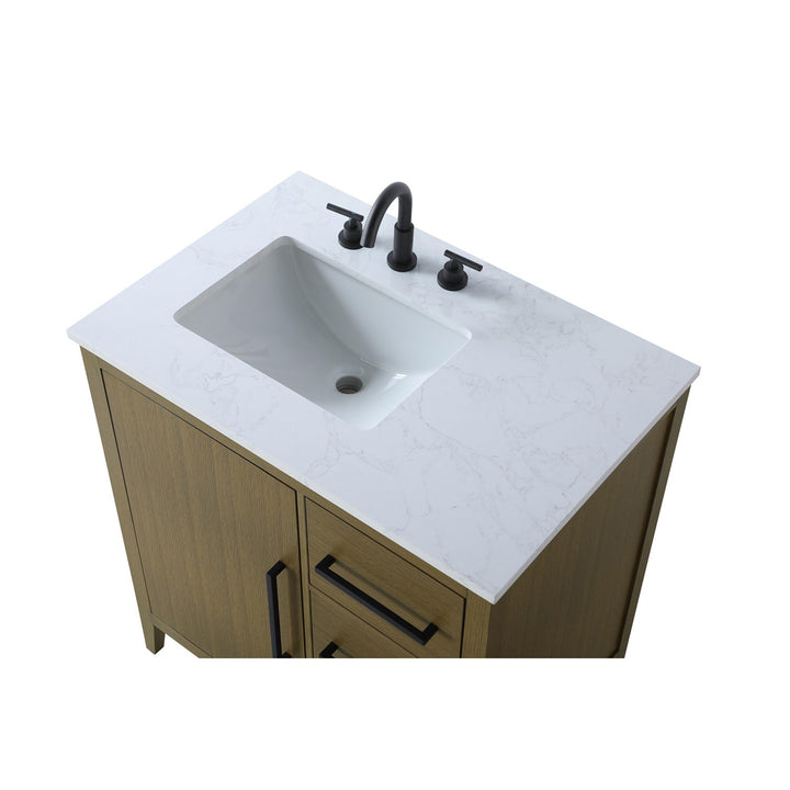 32 Inch Single Bathroom Vanity In Chestnut Brown - View 5 - Joshua Marshal