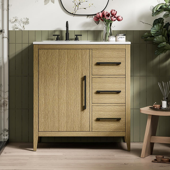 32 Inch Single Bathroom Vanity In Honey Brown Honey Brown Finish - KITCHEN & BATH by Joshua Marshal