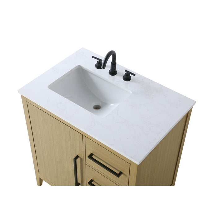 32 Inch Single Bathroom Vanity In Honey Brown - View 5 - Joshua Marshal