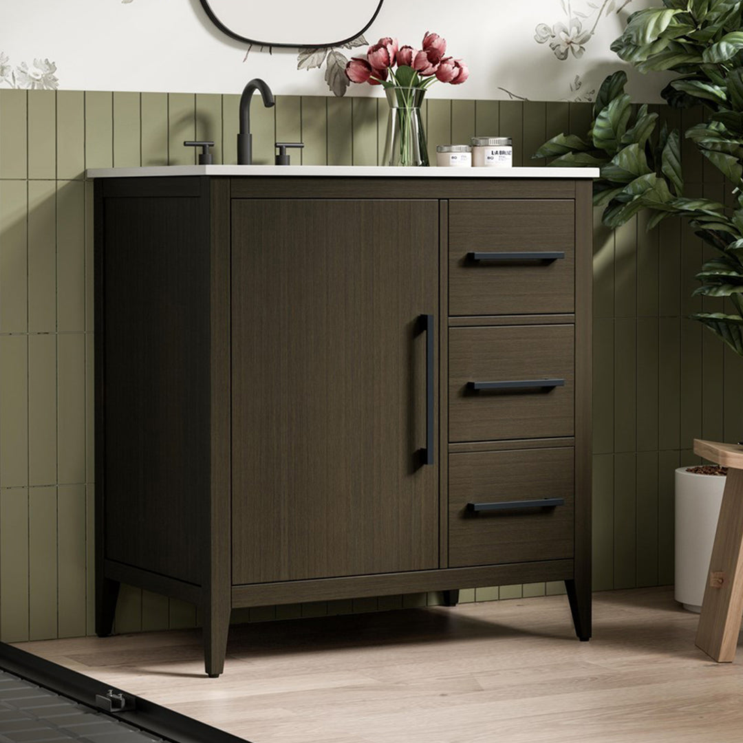 32 Inch Single Bathroom Vanity In Mocha Brown Mocha Brown Finish - KITCHEN & BATH by Joshua Marshal