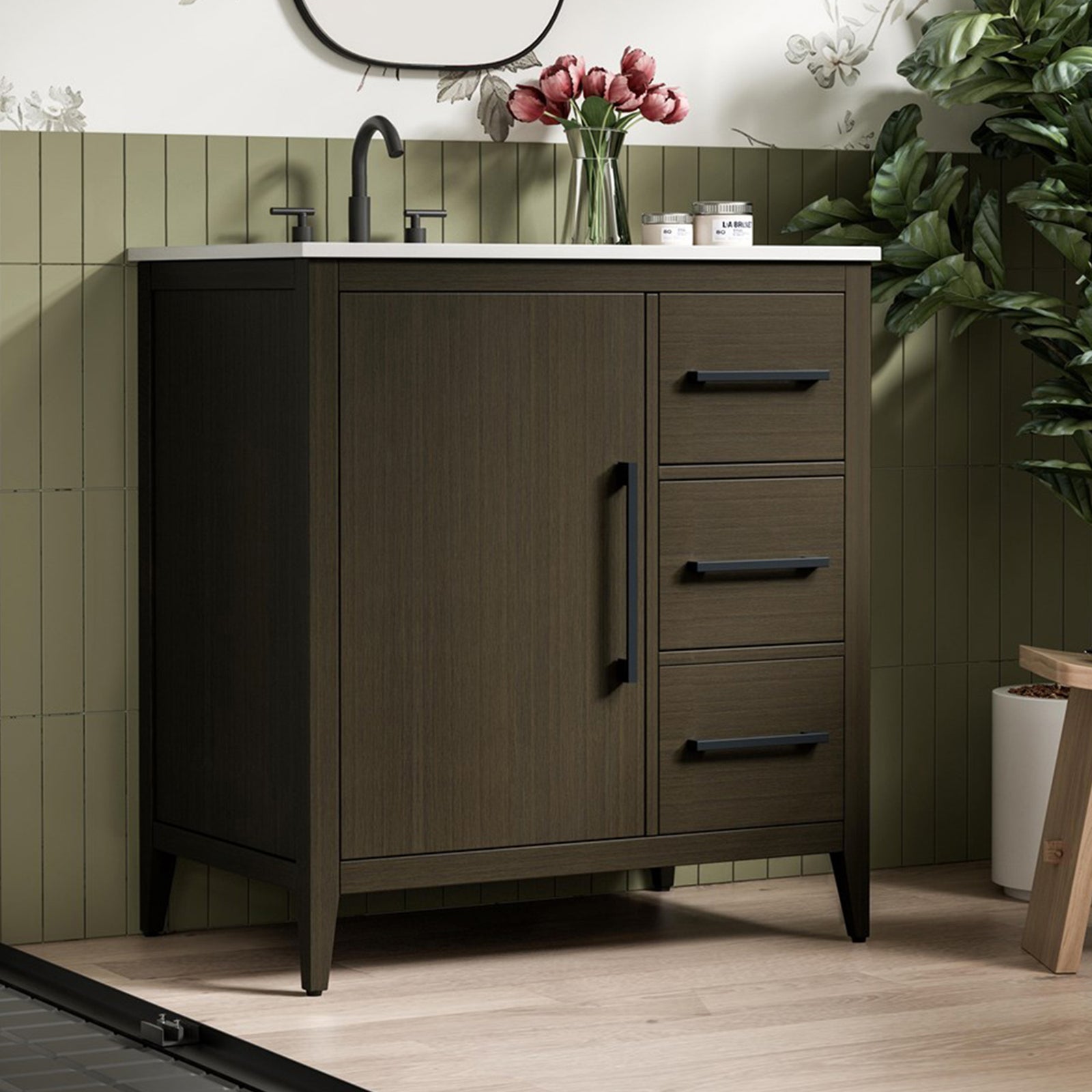 32 Inch Single Bathroom Vanity In Mocha Brown Mocha Brown Finish - KITCHEN & BATH by Joshua Marshal