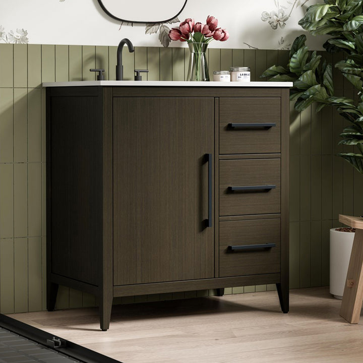 32 Inch Single Bathroom Vanity In Mocha Brown Mocha Brown Finish - KITCHEN & BATH by Joshua Marshal