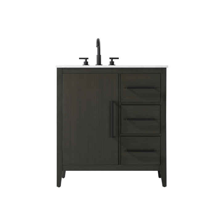 32 Inch Single Bathroom Vanity In Mocha Brown - View 4 - Joshua Marshal