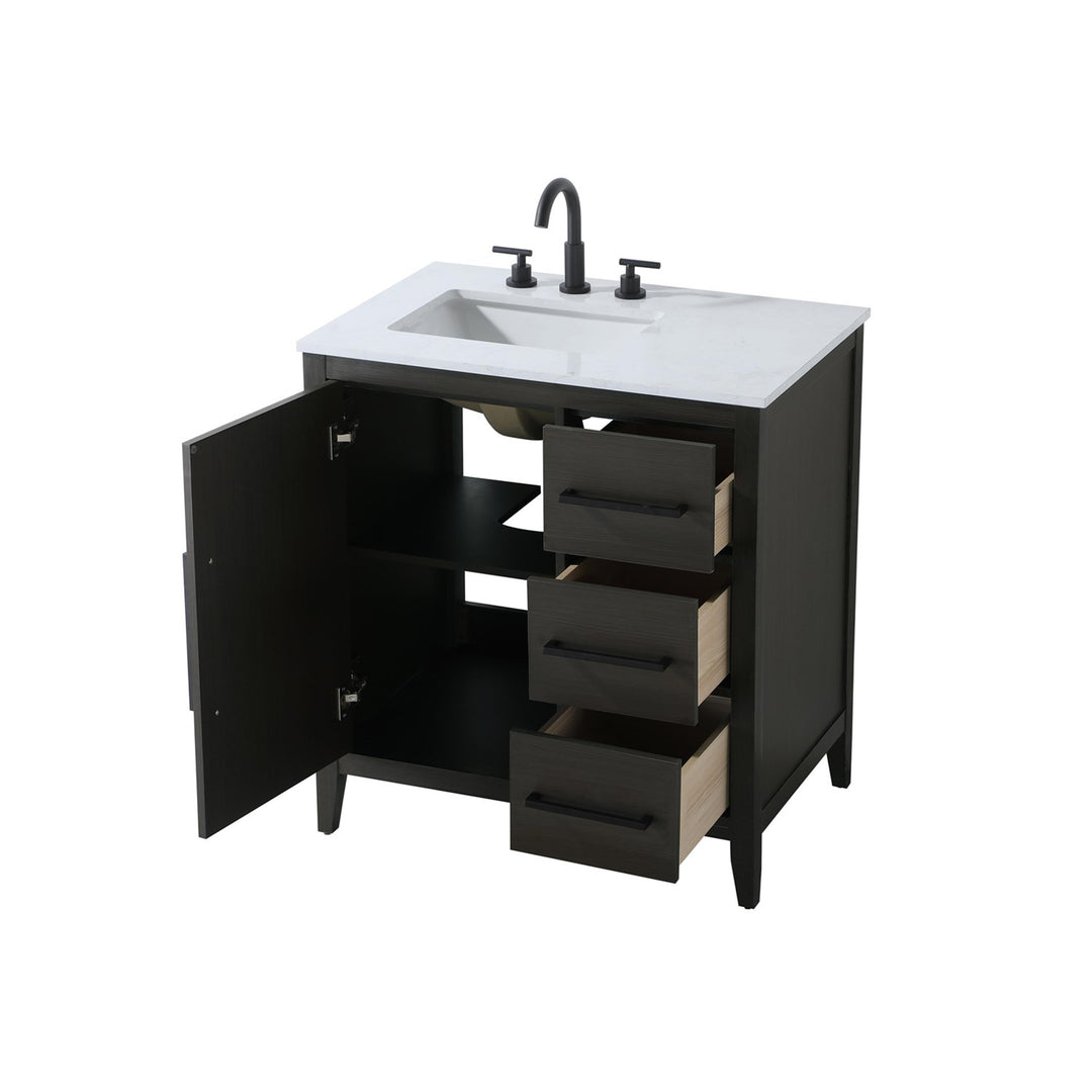 32 Inch Single Bathroom Vanity In Mocha Brown - View 5 - Joshua Marshal