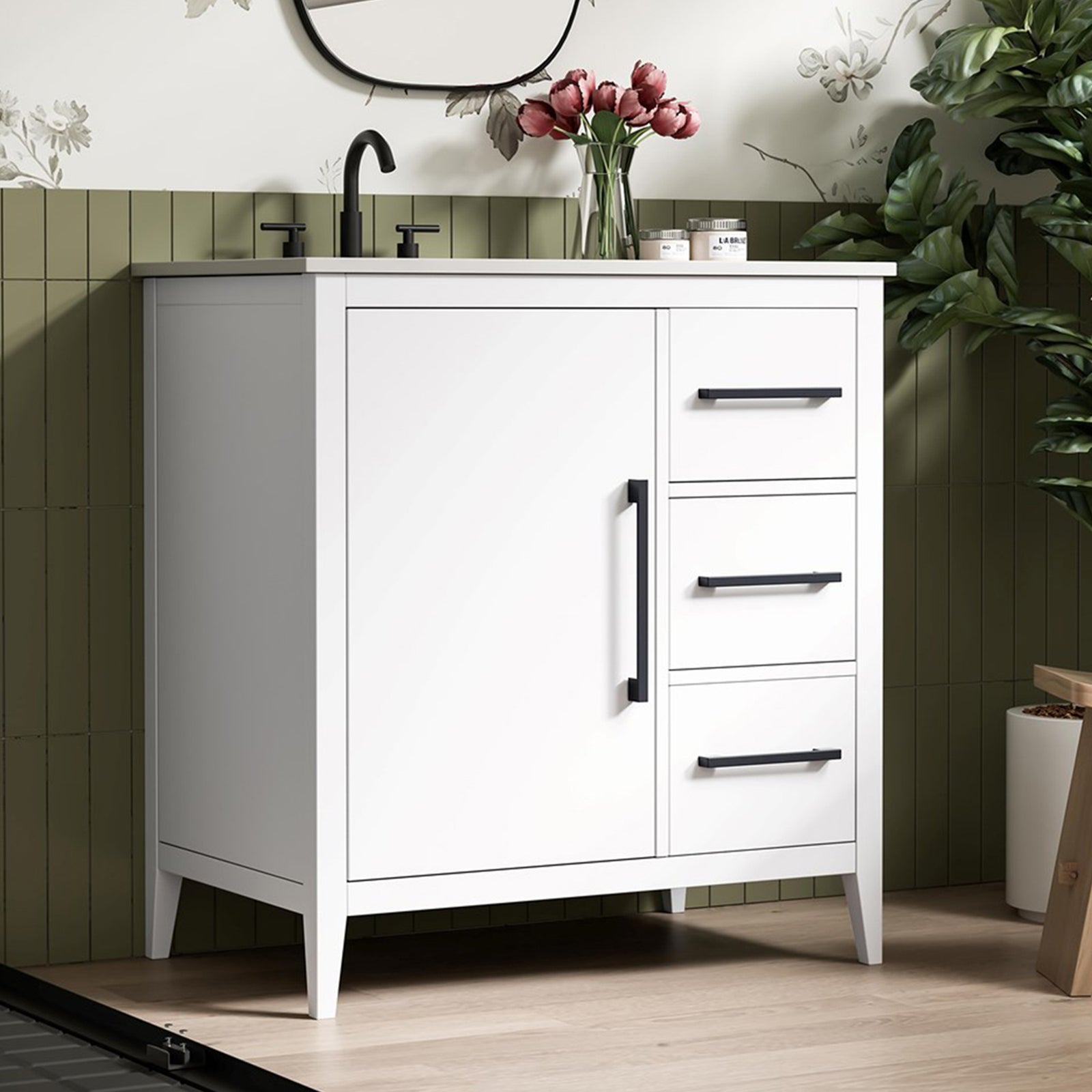 32 Inch Single Bathroom Vanity In White White Finish - KITCHEN & BATH by Joshua Marshal