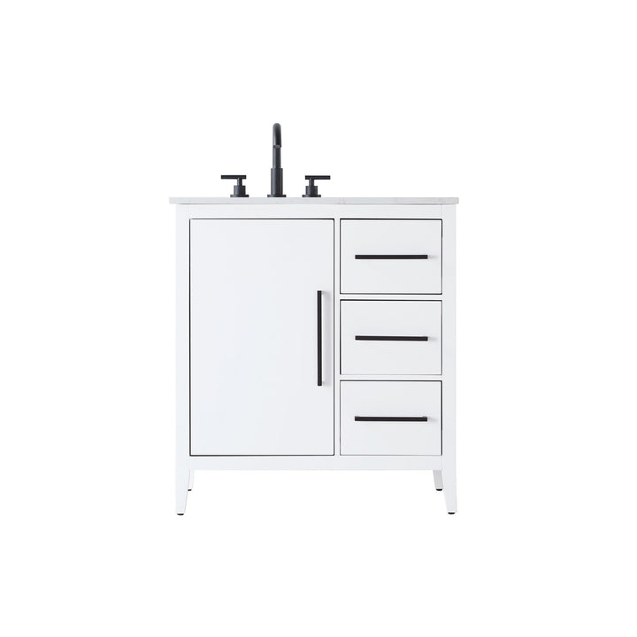 32 Inch Single Bathroom Vanity In White - View 3 - Joshua Marshal
