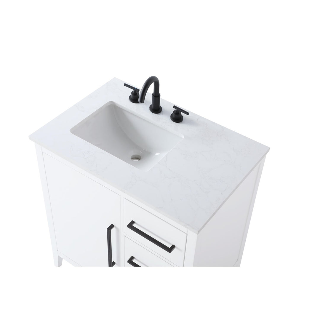 32 Inch Single Bathroom Vanity In White - View 5 - Joshua Marshal