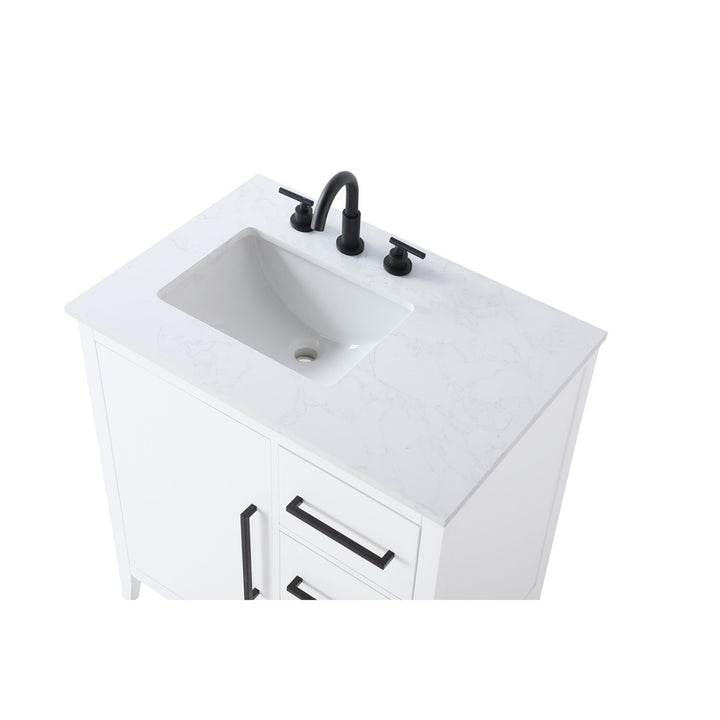 32 Inch Single Bathroom Vanity In White - View 5 - Joshua Marshal