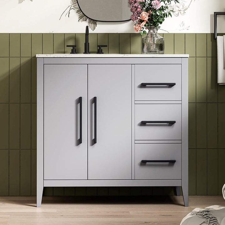 36 Inch Single Bathroom Vanity In Grey Grey Finish - KITCHEN & BATH by Joshua Marshal